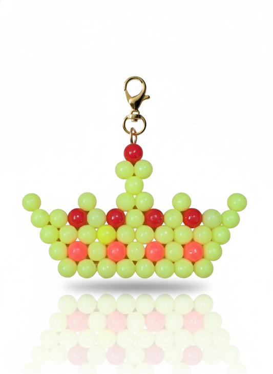 Handmade Beaded Crown Keychain โ Kidsโ Royal Charm