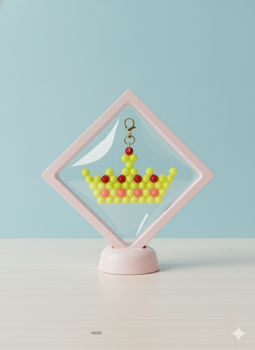 Handmade Beaded Crown Keychain – Kids’ Royal Charm