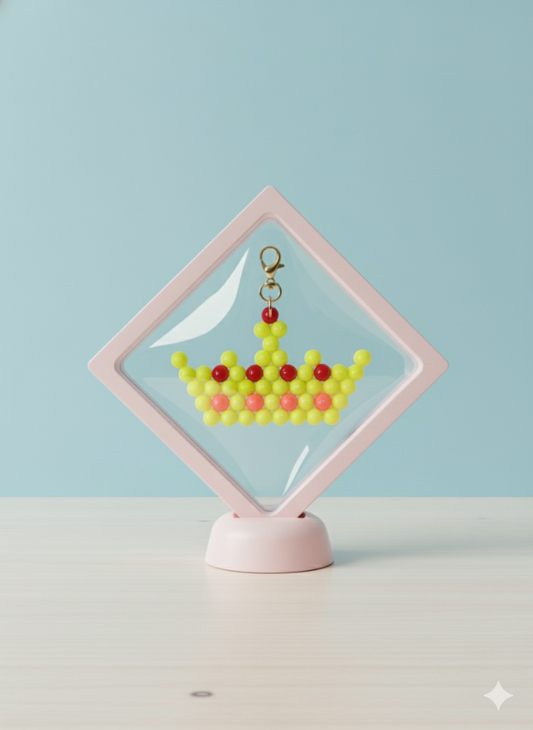 Handmade Beaded Crown Keychain – Kids’ Royal Charm