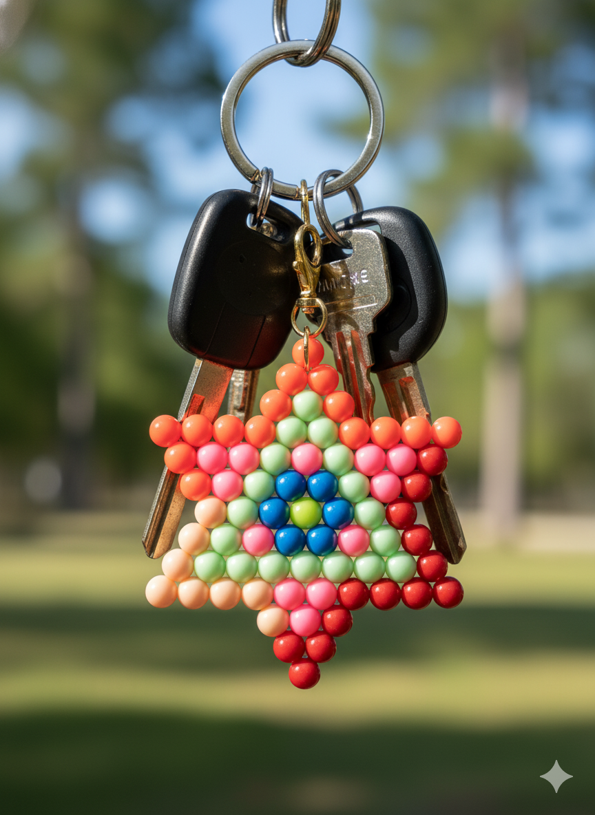 Handmade Beaded Star Keychain – Glossy Premium Finish