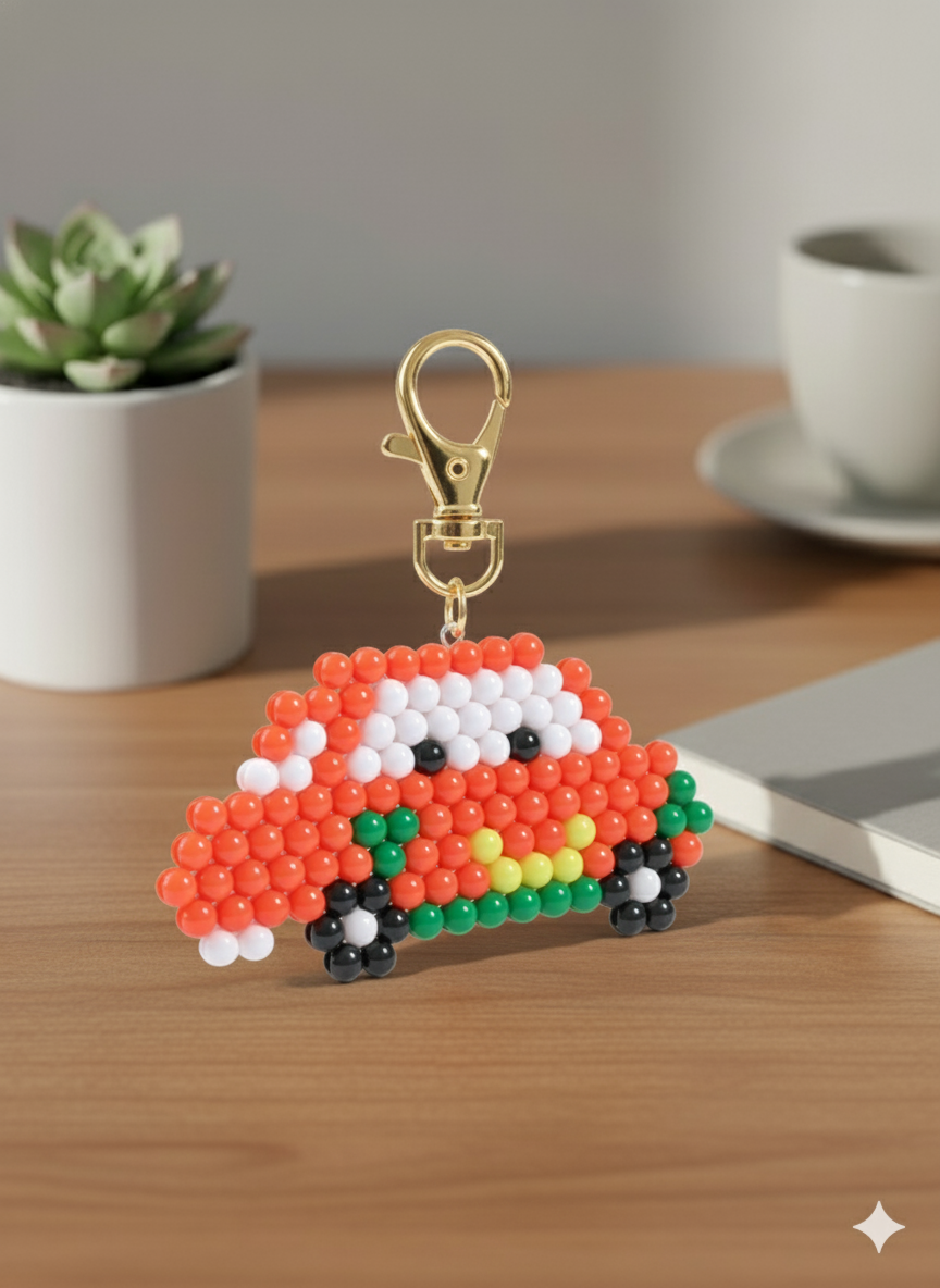 Handmade Beaded Car Keychain – Cute Mini Gift