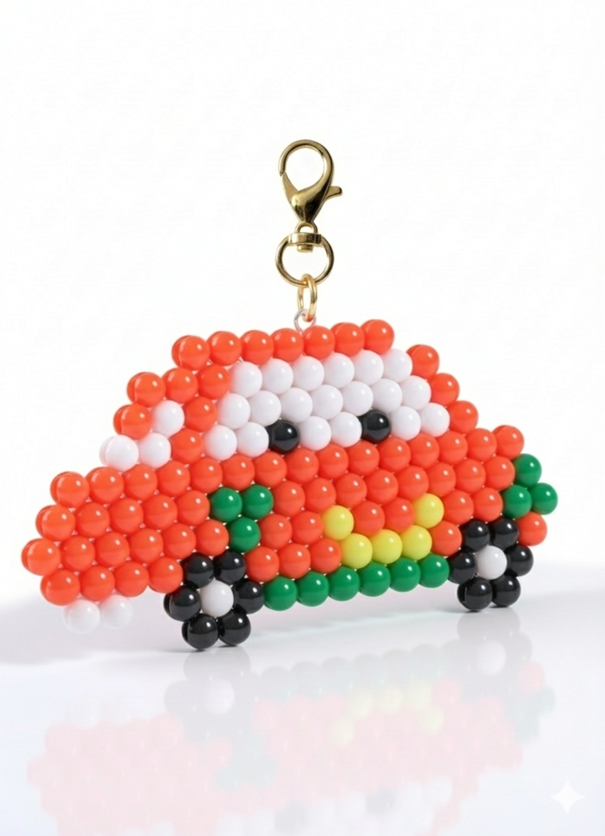 Handmade Beaded Car Keychain – Cute Mini Gift