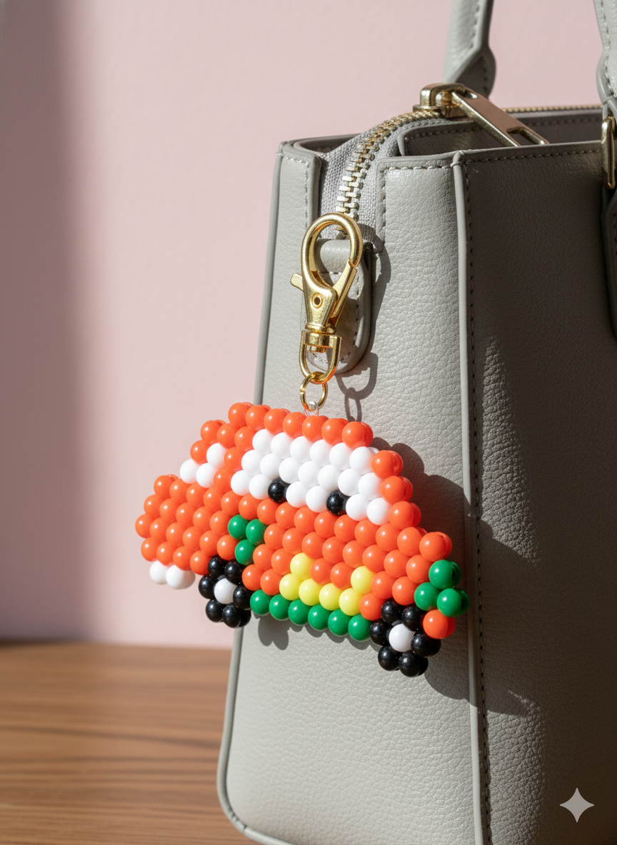 Handmade Beaded Car Keychain – Cute Mini Gift