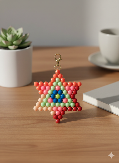 Handmade Beaded Star Keychain – Glossy Premium Finish