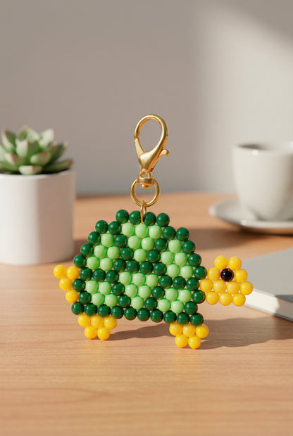 Handmade Beaded Turtle Keychain – Slow & Sweet