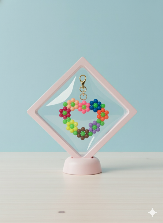 Handmade Beaded Heart Keychain – For Couples & Friends