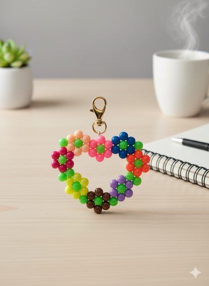 Handmade Beaded Heart Keychain – For Couples & Friends