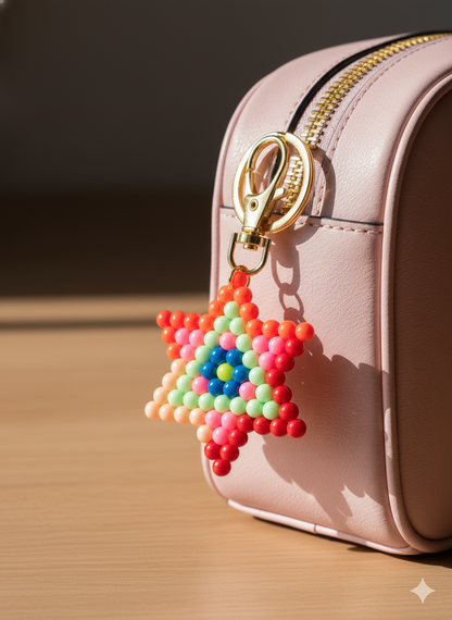 Handmade Beaded Star Keychain – Glossy Premium Finish
