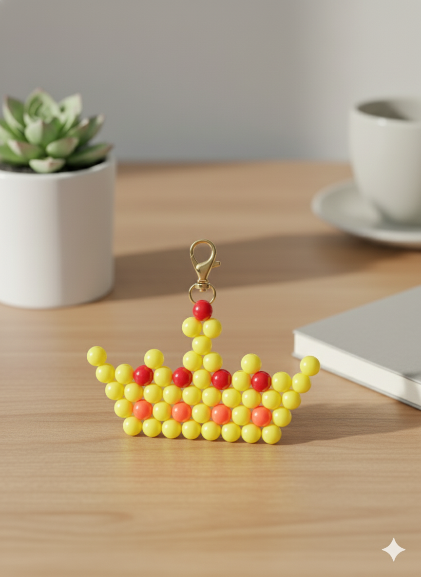 Handmade Beaded Crown Keychain – Kids’ Royal Charm