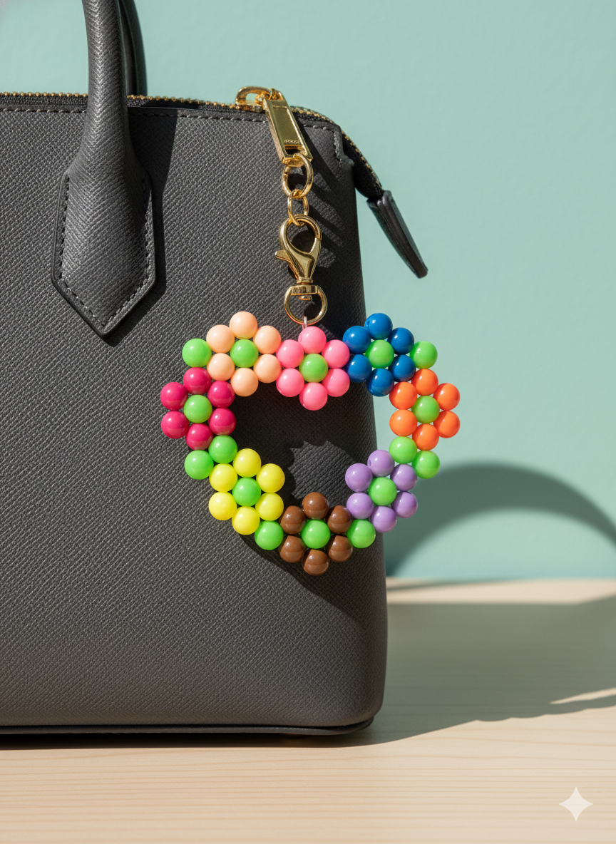 Handmade Beaded Heart Keychain – For Couples & Friends