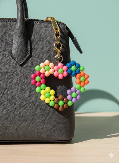 Handmade Beaded Heart Keychain – For Couples & Friends