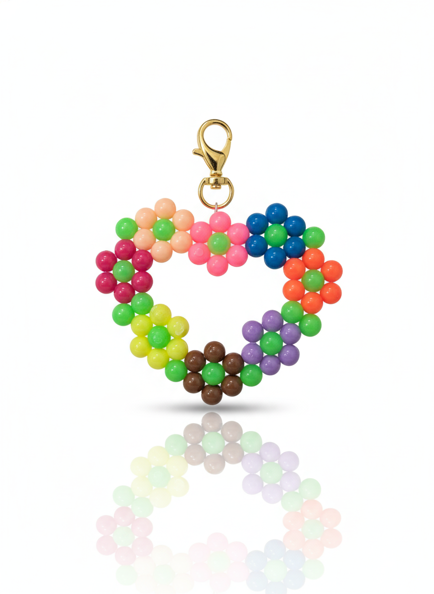 Handmade Beaded Heart Keychain – For Couples & Friends