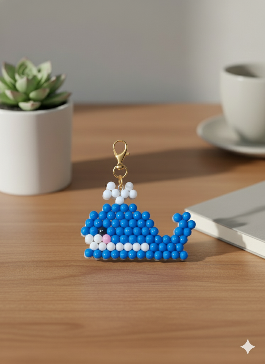Handmade Beaded Whale Keychain – Ocean Cutie
