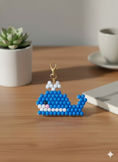 Handmade Beaded Whale Keychain – Ocean Cutie